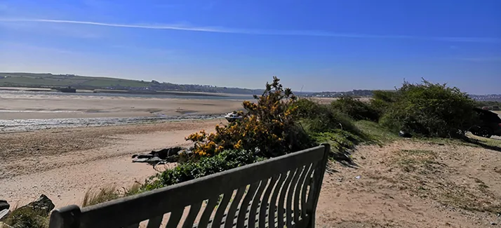 Bench overlooking the estuary from Crow Point car park