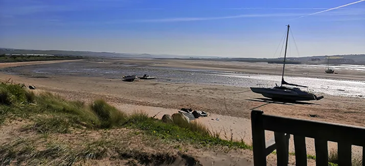 Sailing boat on the estuary near Crow Point car park