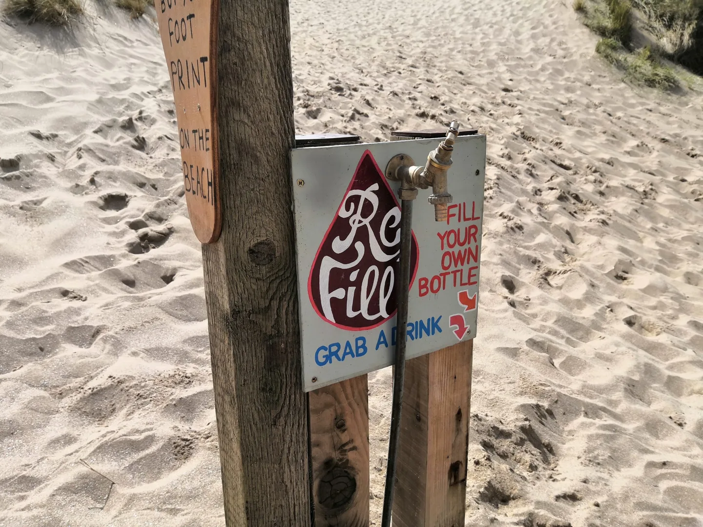 Beach litter-picking station at Croyde